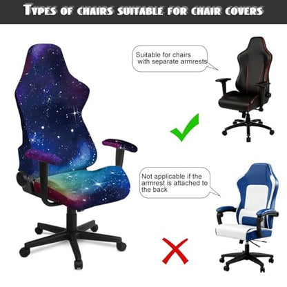 Starry Print Game Chair Cover with Armrest Covers Dust-Proof Skin Friendly Office Chair Covers Slipcovers Machine Washable, Blue - color: Blue - Starry