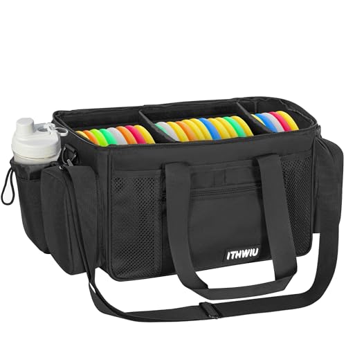 Disc Golf Storage Bag Durable Large Capacity with Dividers and Multi Side Pockets, Black - style: 14.5 X 10.2 X 10.2 Inch