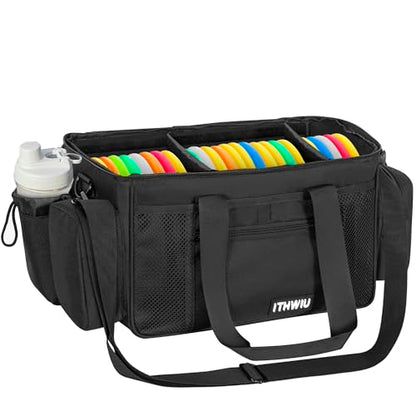 Disc Golf Storage Bag Durable Large Capacity with Dividers and Multi Side Pockets, Black - style: 14.5 X 10.2 X 10.2 Inch