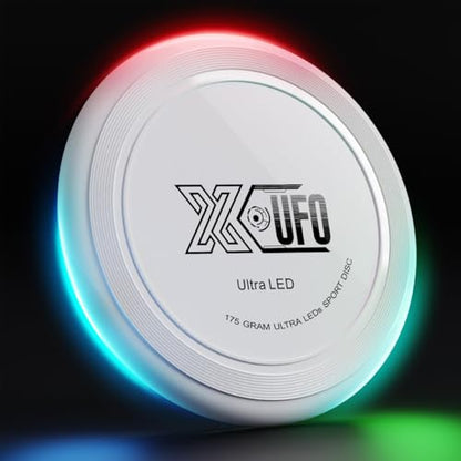 X-UFO LED Golf Disc 175g - Tri-Color Sensor, USB-C Rechargeable Glow in the Dark Disc for Night Play, Beach, Camping