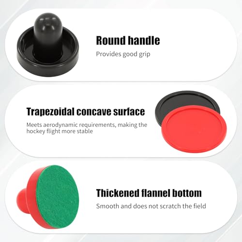16Pcs Air Hockey Pucks and Paddles, Great Goal Handles Pushers Replacement Accessories for Game Tables(4 Pushers, 4 Pads, 8 Pucks)