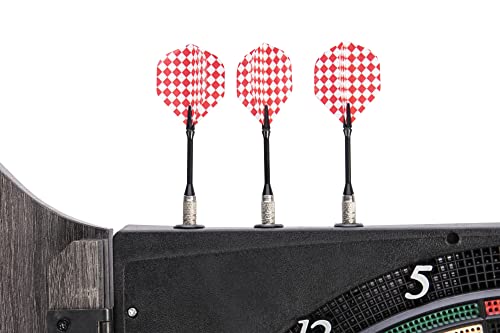 Unicorn Vanquish Dartboard Cabinet Set - Easy-Read Backlit Display - Virtual Opponent Gameplay - 28 Games with 271 Variations - in-Game Sound Effects - Stylish Wooden Cabine