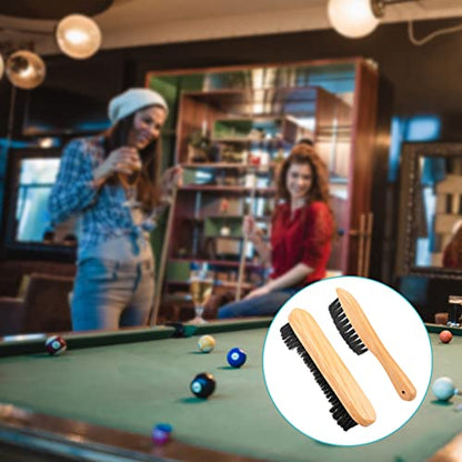 flexman 2Pcs Billiards Pool Table and Rail Brush Set, Pool Table Brushes with Hanging Hole, Billiards Pool Snooker Accessories for Cleaning Billiards Table