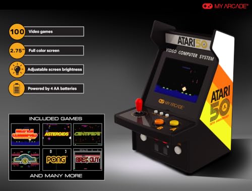 My Arcade Atari Micro Player Pro: 100 Arcade Games, 6.75" Portable Game, Retro Gaming Consoles - style: Atari