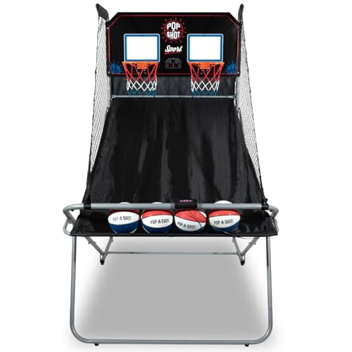 Pop-A-Shot - Dual Shot Sport | Arcade Basketball Game for Home | Paddle Scoring Hoop, 10 Game Modes, 4 Balls | Foldable for Easy Storage | Fun for All Players - color: Black and Blue