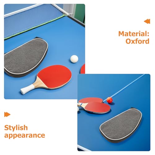 Mikikit 2pcs Table Tennis Paddle Case with Ball Storage Pocket, Portable Grey Ping Pong Racket Cover Bag for Sports Equipment Carrying and Protection