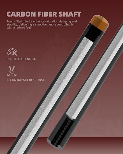KONLLEN 58 Inch 19oz Carbon Fiber Pool Cue Stick | low deflection,10.5/11.5/12.5mm tips,weight-adjustable design,3/8x8 joint,handcrafted inlay,premium handle - color: AS-1F-10.5mm