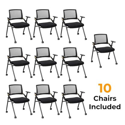 Triton Premium Foldable Poker Table with 10 Chairs - Soft-Padded Armrest, Individual Cup Holders, Portable Mat- Crafted with Durable Materials, Long-Lasting Poker Table for 10 Players - size: 10 Player with 10 Chairs