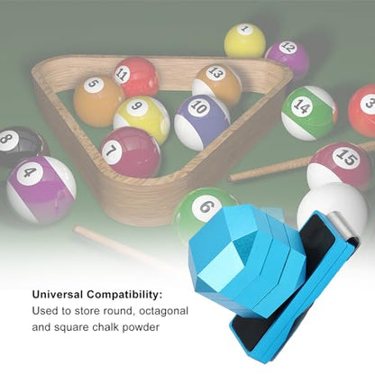 Wokyo Premium 3 Layer Magnetic Billiard Pool Cue Chalk Holder Box Set, Pool Table Accessory for Billiards Precision Shots - color: Blue