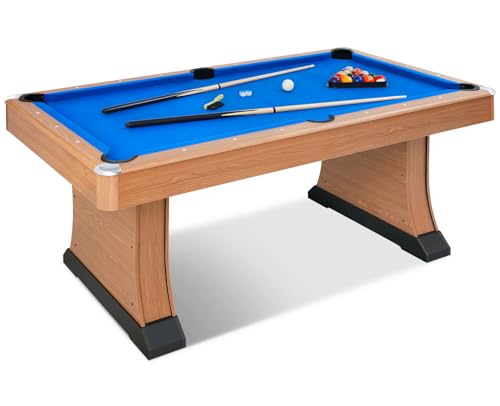 Pool Table, Modern Billiard Table, Billiards Pool Table with 2 Cue Sticks, 16 Balls, Triangle, Chalk, Brush and Leg Levelers for Rec Room, Basement, Family Game Room