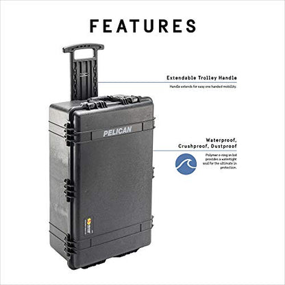 Pelican 1650 Case No Foam (Black) - color: Black, style: No Foam