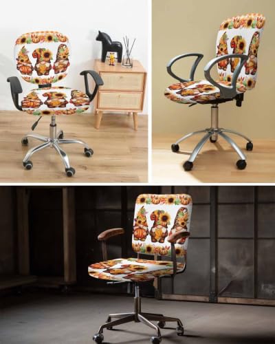 Savannan Office Chair Cover, Fall Thanksgiving Pumpkin Sunflower Dwarf Protective Stretch Elastic Universal Cover for Desk Task Chair,Computer Rotating Chair 1 Pcs Orange Maple Leaf