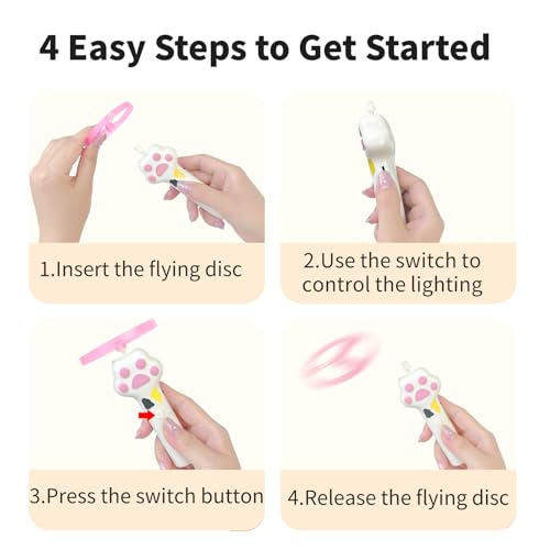 Rechargeable Cat Flying Disc Launcher, Interactive Hunting Fetch Toy with 6 Soft Flexible Flying Spinners, Electric Pet Play Toy, Indoor Outdoor Yard Interactive Exercise Toys for Cats(White) - color: White