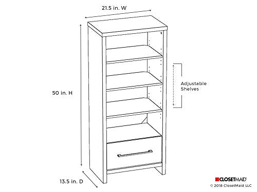 ClosetMaid 1661 Media Storage Tower Bookcase with Drawer Black Walnut - color: Black Walnut, style: Media Storage Tower