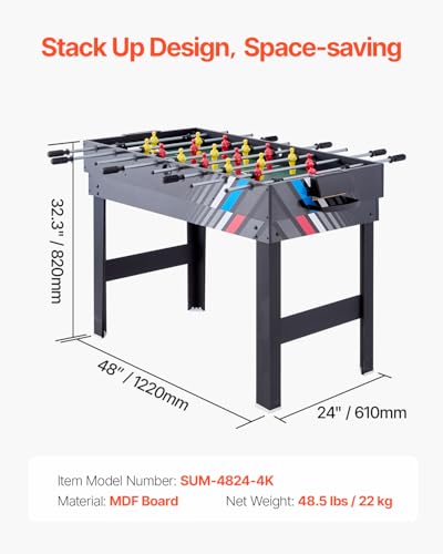 VEVOR 3-in-1/4-in-1 Combo Game Table Set, 48"/54" Air Hockey, Ping Pong & Foosball Combo, with Pucks & Pushers, Multi Combination Table for Family Game Room or Office - style: 4-in-1