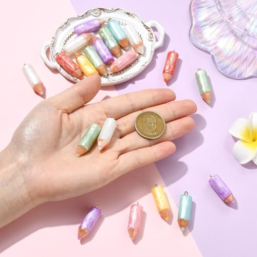 Stiesy Opaque Resin Crayon Charms 28Pcs, 7 Colors 3D Study Tool Pendant Charms Bulk Jewelry Findings for Necklace, Bracelets, Jewelry Making, Keychain Craft Supplies - color: Crayon-7 Colors-28pcs