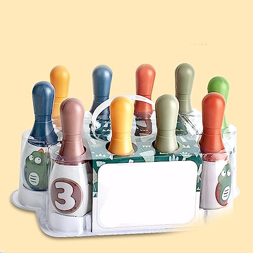 Kids Bowling Set, Toddler Sport Game with 6 Pins and 2 Balls, Portable Carry Handle, Indoor Outdoor Backyard Activity for Motor Skills and Coordination