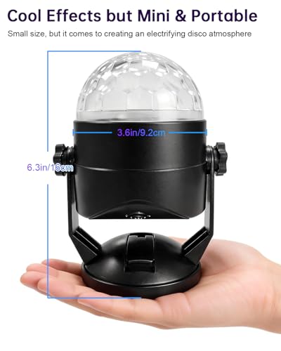 Luditek Disco Ball Party Lights Sound Activated Battery Powered Portable Karaoke Dancing Strobe Lights for Indoor Outdoor Christmas Halloween Party Decorations Supplies for Car Home