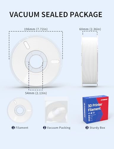 RAMBERY White PLA+ 3D Printing Filament 1.75mm 1kg Spool, Toughness Upgraded 3D Printer Filament, Neatly Wound Fit Most FDM Printers - color: Pla+ White, size: 1kg