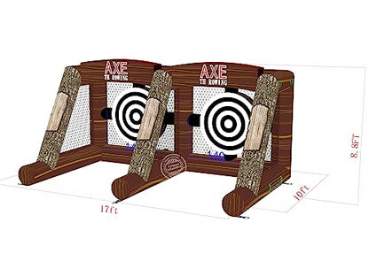Inflatable Axe Throwing + Inflatable Ball Toss Target Dart Board (24 Axes+16 Toss Ball+ 8 Soccer Balls) for Backyard/Birthday/School/Team/Party Events, Double Darts for 2 Players
