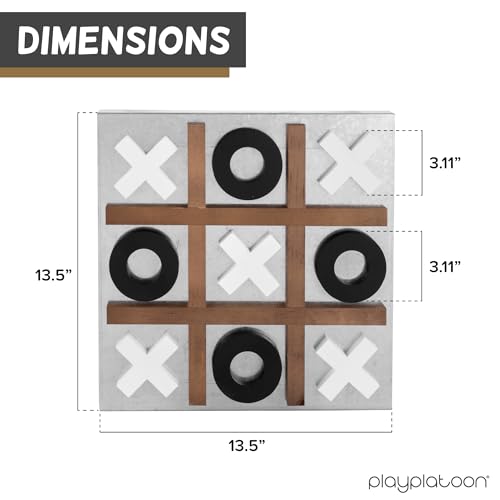 Play Platoon Wall Mounted Giant 4-in-a-Row & Magnetic Tic Tac Toe - Large Wood & Metal Games for Game Room, Bar, Basement, or Playroom Decor - Rustic & Engaging Fun for All Ages
