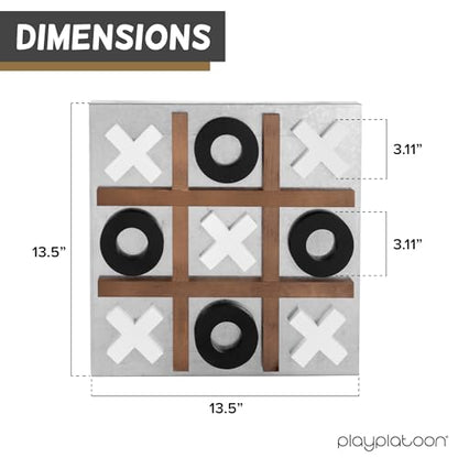Play Platoon Giant 4 in a Row Outdoor Game & Magnetic Tic Tac Toe - Wooden Yard Game with Case & Rustic Metal/Wood Board for Family Fun & Room Decor