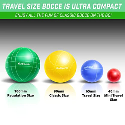 GoSports Mini Travel Size Bocce Game Set with 8 Balls, Pallino, Tote Bag and Measuring Rope - Choose Your Size - style: 40mm Mini Travel Size Bocce