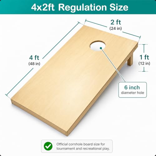 SXTL Solid Wood Premium Cornhole Set - Includes Set of 8 Corn Hole Toss Bags and Carrying Bags