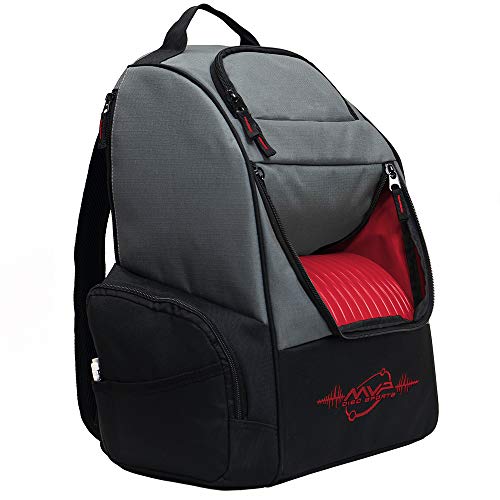 MVP Disc Sports Shuttle Disc Golf Backpack Bag (Choose Your Style and Color) - color: Gray/Red, style: Without Velcro Side Panel