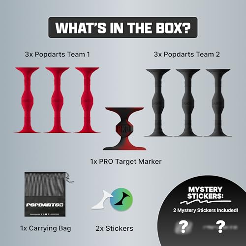 Popdarts PRO Pack Game Set (Red & Black) - Indoor, Outdoor Suction Cup Throwing Game - Competition with a POP - color: Red & Black