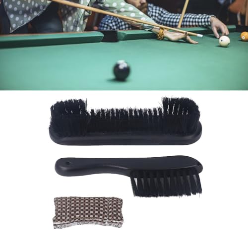 Wooden Billiards Pool Table Brush Set - Wood Handle Rail & Felt Cleaner with Soft Nylon Burshes for Home, Bar & Game Rooms - color: Black