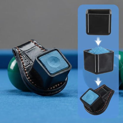 Prasacco Pool Chalk Holder Pool Cue Chalk Holder Magnetic Leather Pocket Clip Snooker Billiard Accessories