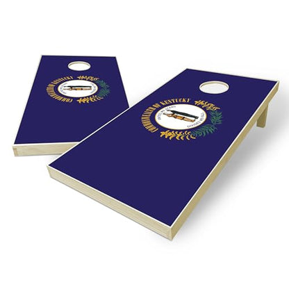 State Flag Solid Wood Regulation Cornhole Set 4 Feet x 2 Feet Includes Set of 8 Bags and Carrying Case with Optional LED Lights and Lamination - style: Kentucky
