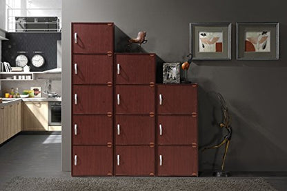 Hodedah 5-Shelf, 5-Door Bookcase in Mahogany - color: Mahogany