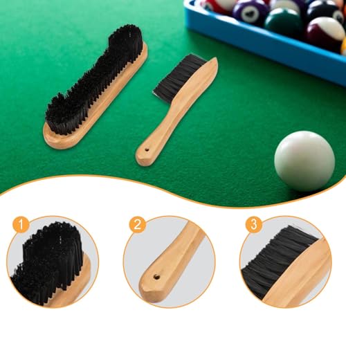 harayaa 2 Pieces Pool Table Brush Billiard Brush Rail Brush Felt Cleaner Cleaning Tools Wooden Handles Efficient Dust Removal Suitable for Bar