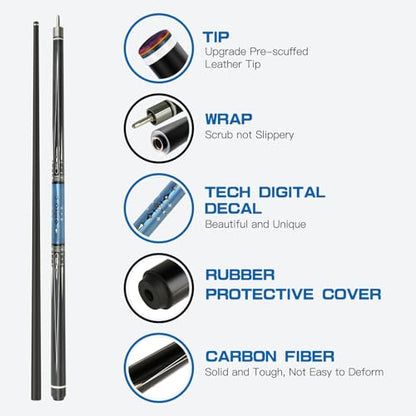 Carbon Fiber/Canadian Maple Pool Cue Stick 58" 20oz, Professional Billiard Stick with 3/8×8/5/16x18 Pin Joint & 13mm Tip, Pool Sticks for Adults Bar or House Use for Billiard Players - style: B99 Carbon Fiber Pool Cue