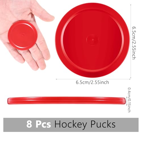 TIESOME 8 PCS Air Hockey Pucks, 2.5" Red Professional Air Hockey Puck Set Durable Pucks for Large Tables Best Air Hockey Accessories for Game Tables Equipment Accessories