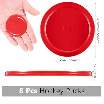 TIESOME 8 PCS Air Hockey Pucks, 2.5" Red Professional Air Hockey Puck Set Durable Pucks for Large Tables Best Air Hockey Accessories for Game Tables Equipment Accessories