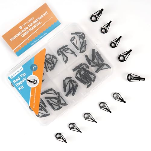 OJY&DOIIIY Fishing Rod Tip Repair Kit with Glue,Complete Supplies for Fishing Pole Tip Replacement Parts with Fishing Rod Epoxy,Top Eyelets and Wrapping Thread - color: Tips-Only, size: More Tips