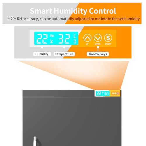 180L 3D Printer Enclosure with Dehumidifier & Stand, Industrial Sealed Filament Storage Cabinet - Holds 40 Rolls, 25% RH Control, Compatible with Bambu Lab P1S/P2S/Ender 3 - color: Black-DM