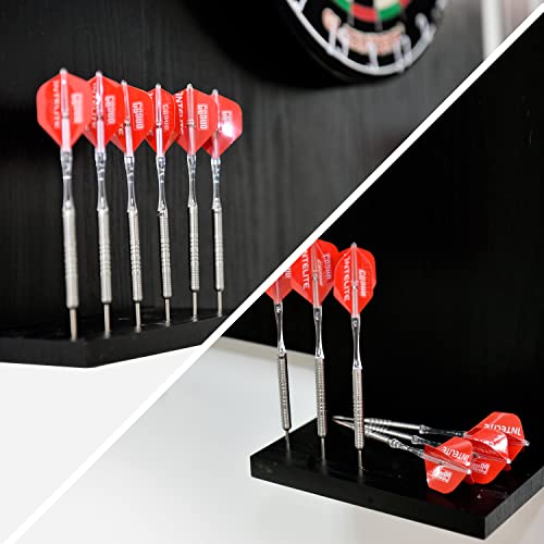 ONE80 Knock-down Dartboard Backboard for A Large Area of Wall Protection Free Combination for Various Set-up Options Wooden Backboard with Black Veins Mounting Kits and Instructions Included Dartboard