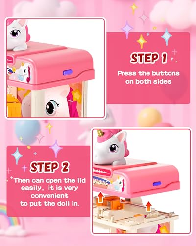 Eohemeral Large Unicarns Claw Machine for Kids, No Assembly Required - Vending Machine with Volume Control & Music, Toy Prize Dispenser - Birthday Gift for Boys & Girls Age 3 4 5 6 8 - style: Unicarns