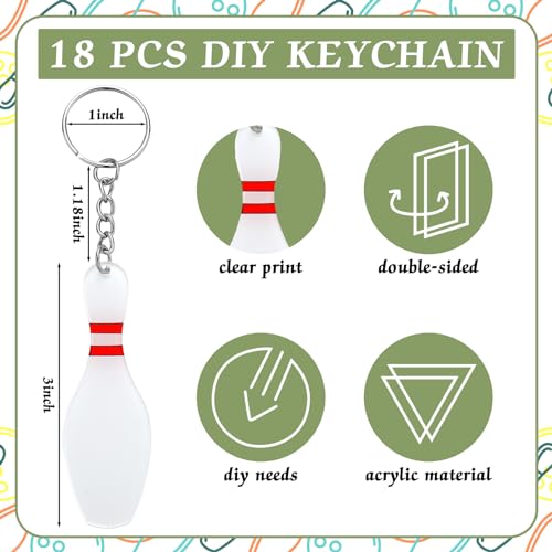 Acrylic Bowling Pin Keychains Bowling Party Favors Carnival Reward Gifts Party Bag Gift Fillers Sports Souvenir with Marker for DIY Writing