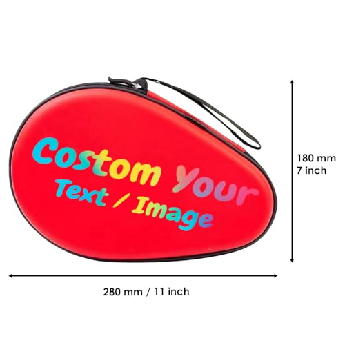 Personalized Table Tennis Racket Case, Custom Hard Shell Ping Pong Storage Bag Ping Pong Paddles Case with Zipper Can Hold 2 Short-Handled Rackets or 1 Long-Handled Racket - color: Red