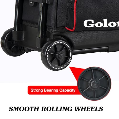 Goloni 3 Ball Bowling Bags with Wheels - Rolling Bowling Bag for 3 Balls & Accessories - Retractable Handle Extends to 38 - color: Red