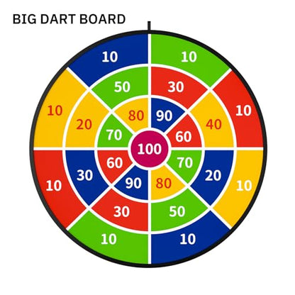 TEMI 29" Large Dart Board for Kids, Boys Toys Dartboards with 20 Balls, Indoor and Outdoor Sport Fun Party Play Game Toys, Birthday Gifts for Boys Girls 3 4 5 6 7 8 9 10 11 12 Years Old
