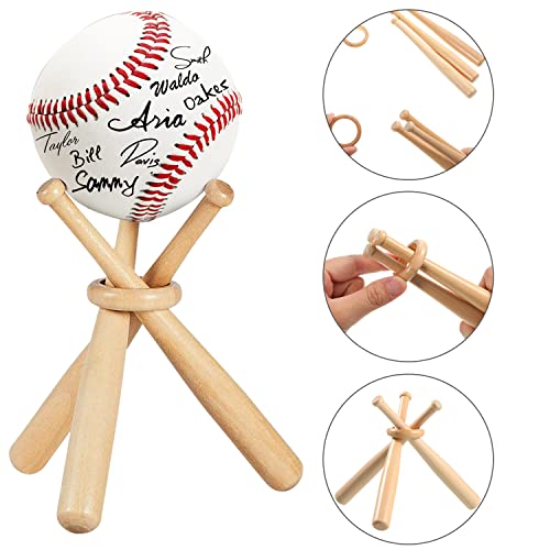 Baseball Stand and Holders, Display Case for Balls, Wooden Bat Display Stand, Centerpieces for Tables - for Kids and Sports Lovers (1)