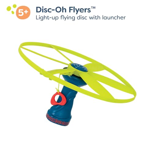 B. toys – Skyrocopter – Sports & Outdoors – Light-Up Disco Flyers – Flying Disc with Lights & Launcher for Kids 5 Years +