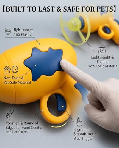 Bamboo Dragonfly Catapult Pistol, Bamboo Dragonfly Catapult Launcher, Flying Disc Launcher Toy with LED Glow, Interactive Play for Cats & Outdoor Fun, Exercise & Night Activity (Dark Blue) - color: Dark Blue
