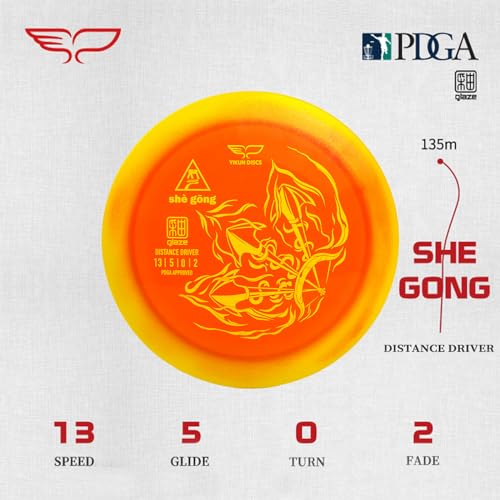 Yikun PDGA Approved Stable Distance Driver - 170-175g Professional Disc Golf Driver | Glow & Glaze Line Options | Perfect for Outdoor Games & Competition - color: orange